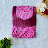 Vertical Feeding Nighty, Free Size, Short Sleeve Sleepwear in Softest Cotton Fabric (54″-56″ length)